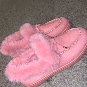 Trendy Pink Shoes Furry Inside
